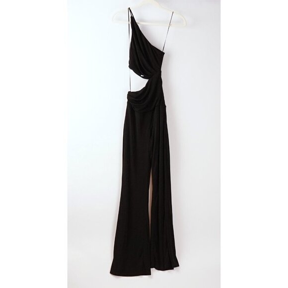 Misha Evelia Black Pantsuit Jumpsuit One Shoulder Waist Cutout - Size 2 - NWT - Picture 2 of 5